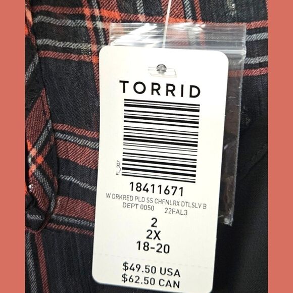 NEW TORRID Plus Size Chiffon Lurex Ruched Sleeve Blouse With Attached Cami - Picture 11 of 15